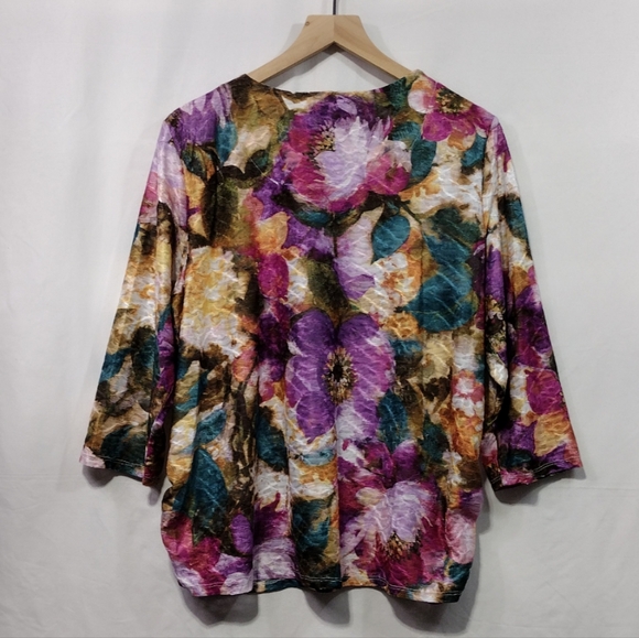 NWOT Alfred Dunner Floral Watercolor Shirttail Hem Top Women's XL Multicolor - Picture 7 of 10